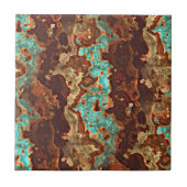 ブラウンアクアターコイズグリーンジェードマーブルアート タイル (正面)