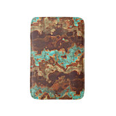 ブラウンアクアターコイズグリーンジェードマーブルパターン バスマット (正面縦)