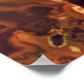 ブラウンアクアティール(緑がかった色)ターコイズグリーンジェードマーブルアート ポスター (角)