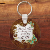ブラウンアクア金ゴールド結婚式の引き出物 キーホルダー (正面)