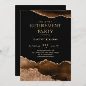 ブラウンアゲエレガントートジェムストーン退職パーティー 招待状 (正面/裏面)