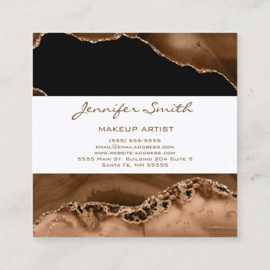 ブラウンアゲート抽象芸術スクエアビジネスカード スクエア名刺 (裏面)