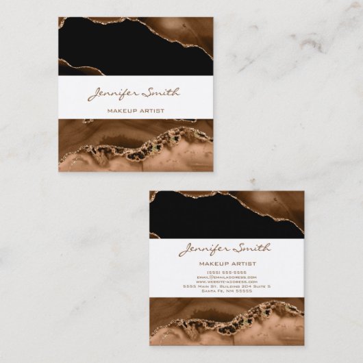 ブラウンアゲート抽象芸術スクエアビジネスカード スクエア名刺 (正面/裏面)