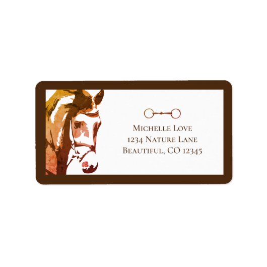 ブラウンアドレスの馬のスケッチとカタツムリのビット ラベル (正面)