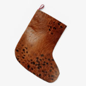 ブラウンアニマルプリント ラージクリスマスストッキング (正面 (吊り時))