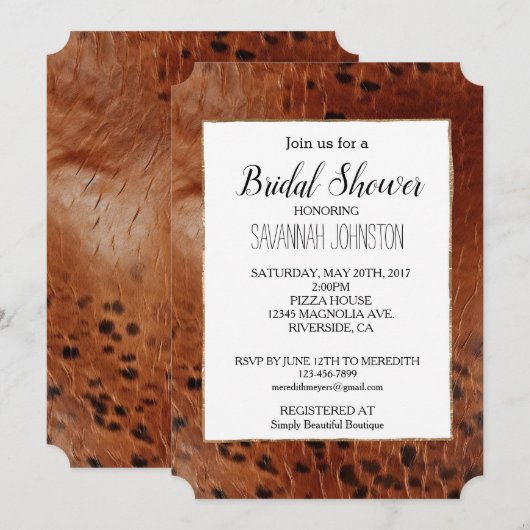 ブラウンアニマルプリント 招待状 (正面/裏面)