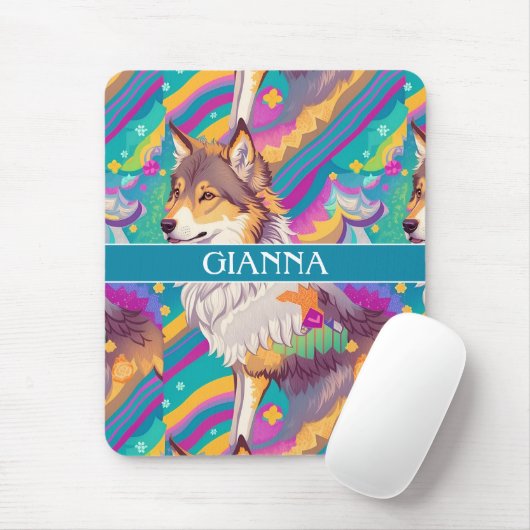 ブラウンアラスカウルフカラフルウォーターパーソナライズされた マウスパッド (マウス)