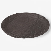 ブラウンアリゲータテクスチャプリント ペーパープレート (アングル)