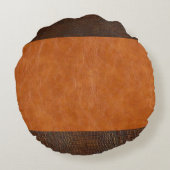 ブラウンアリゲーターとカーメルヴィンテージ革 ラウンドクッション (裏面)