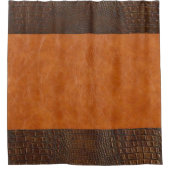 ブラウンアリゲーターハイド&カーメルヴィンテージレザー シャワーカーテン (正面)