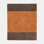 ブラウンアリゲーターハイド&カーメルヴィンテージレザー フリースブランケット (正面)