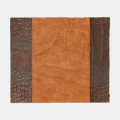 ブラウンアリゲーターハイド&カーメルヴィンテージレザー フリースブランケット (正面(横))