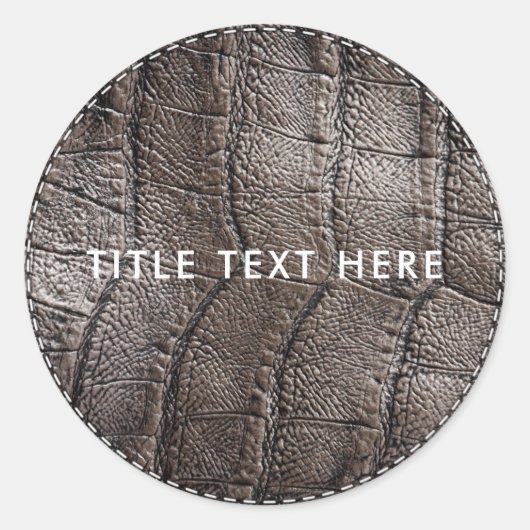 ブラウンアリゲーターレザーテクスチャ&ステッチ ラウンドシール (正面)