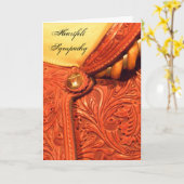 ブラウンアンドイエローレザーホースサドル悔やみや弔慰 カード (黄色い花)