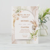 ブラウンアンドクリームフラワー結婚式招待状 招待状 (スタンド正面)