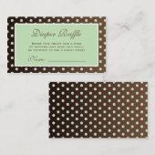 ブラウンアンドグリーン水玉模様おむつラッフルチケット エンクロージャーカード (正面/裏面)