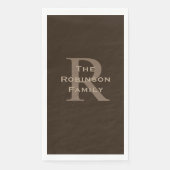 ブラウンアンドタンネームモノグラムの紙ゲストタオル (正面)