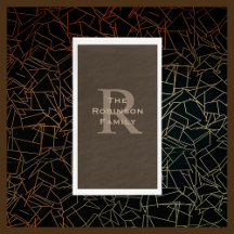 ブラウンアンドタンネームモノグラムの紙ゲストタオル