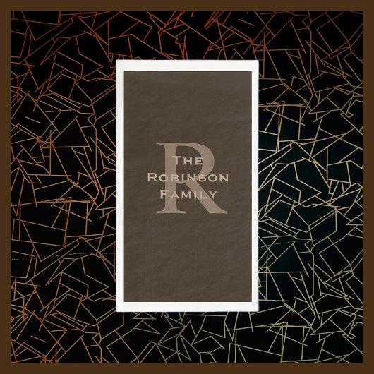 ブラウンアンドタンネームモノグラムの紙ゲストタオル