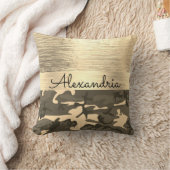 ブラウンアンドタン迷彩柄シメリー金ゴールド クッション (ブランケット)