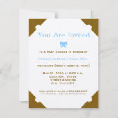 ブラウンアンドブルーアンブレラベビーシャワー招待状 招待状 (裏面)