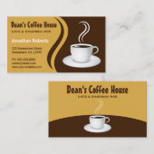 ブラウンアンドベージュウェーブズコーヒーハウスショップカフェ 名刺 (正面/裏面)