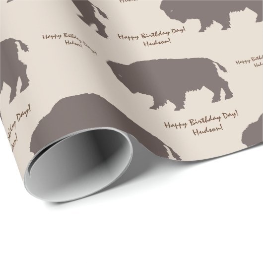 ブラウンアンドベージュタン素朴バッファローカスタムメッセージ ラッピングペーパー (ロールコーナー)