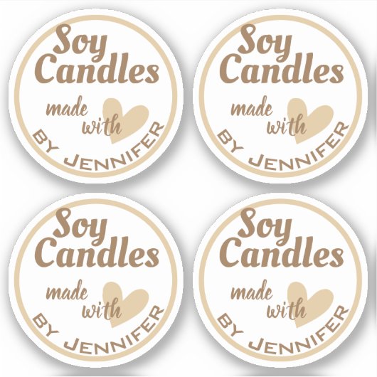 ブラウンアンドホワイトとラブデザイドキャンドルハート シール (正面)