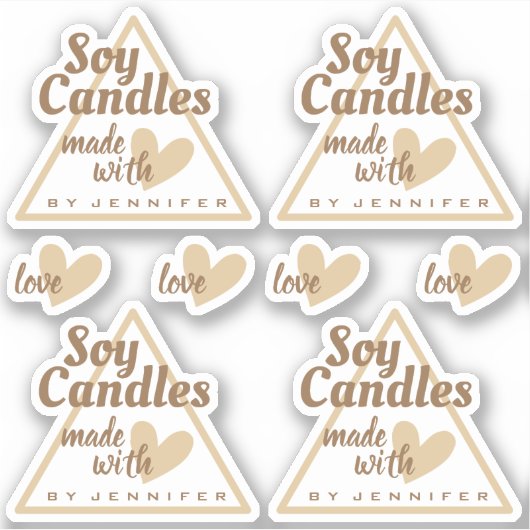 ブラウンアンドホワイトとラブデザイドキャンドルハート シール (正面)