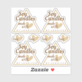 ブラウンアンドホワイトとラブデザイドキャンドルハート シール (シート)