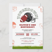 ブラウンアンドホワイトアメリカンフットボール誕生日招待状 セーブザデート (正面)