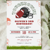 ブラウンアンドホワイトアメリカンフットボール誕生日招待状 セーブザデート