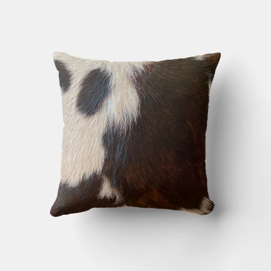 ブラウンアンドホワイトコウィドプリントファームハウスデコール クッション (裏面)