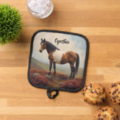 ブラウンアンドホワイトシェトランドポニー 鍋敷き (トップダウン)