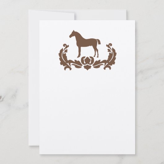 ブラウンアンドホワイトダマスクホース結婚式招待状 招待状 (裏面)