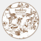 ブラウンアンドホワイトトイレデジュイブライダルシャワー ラウンドシール (正面)