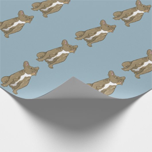 ブラウンアンドホワイトフランスのブルドッグ ラッピングペーパー (角)