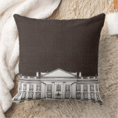 ブラウンアンドホワイトワシントンDCホワイトハウス クッション (ブランケット)
