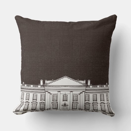 ブラウンアンドホワイトワシントンDCホワイトハウス クッション (正面)