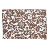 ブラウンアンドホワイトヴィンテージフローラダマスク 枕カバー (正面)