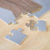 ブラウンアンドライトブルーウーリーマンモスイラストレーション ジグソーパズル (側面)