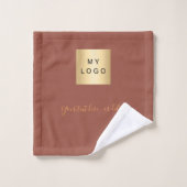 ブラウンアース金ゴールド文字会社のビジネスロゴ バスタオルセット (ウォッシュタオル)