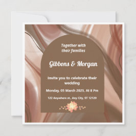 ブラウンアーチ&抽象芸術スワール結婚式招待状 招待状