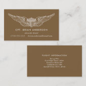 ブラウンアーミーアビエーターパイロットウィングズビジネスカード 名刺 (正面/裏面)