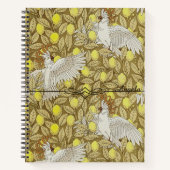 ブラウンアールヌーボーコッカトールレモン名前をカスタムする ノートブック (正面)