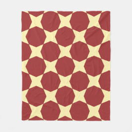 ブラウンイエローサークル六角アートデコレトロパターン フリースブランケット