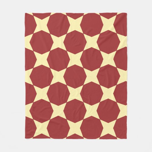 ブラウンイエローサークル六角アートデコレトロパターン フリースブランケット (正面)