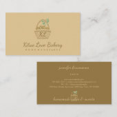 ブラウンイエローピクニ素朴ックバスケットベーカリークロワッサン 名刺 (正面/裏面)