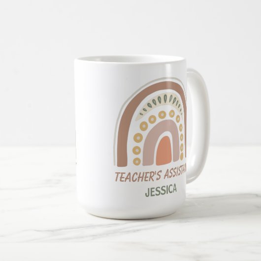 ブラウンイエローボホーレインボー先生のアシスタント名 コーヒーマグカップ (正面右)
