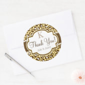 ブラウンイエローレオパードアニマルプリントありがとう ラウンドシール (封筒)